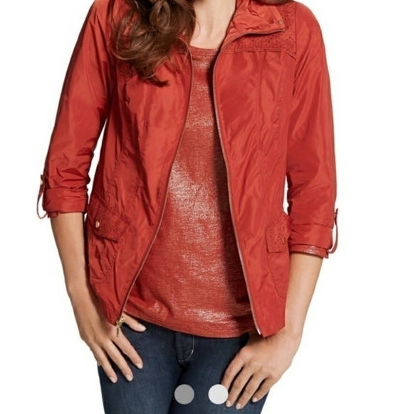 Chico's Jackets & Blazers - Chico's Finley red ochre jacket with suede detail NWT